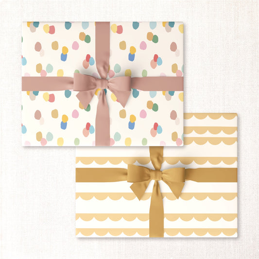 Painted Dots + Golden Scallops Double-Sided Wrap Sheet