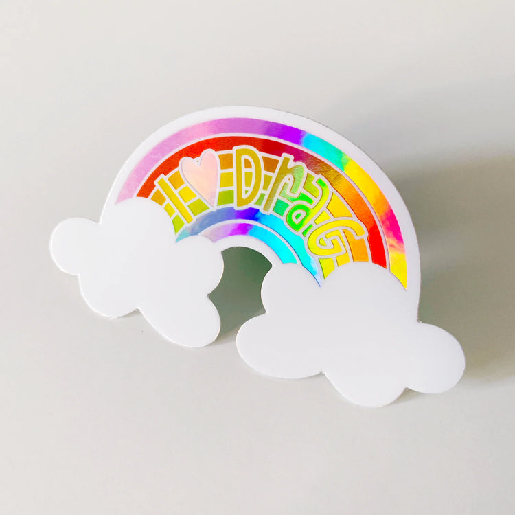 I Heart Drag Rainbow Sticker