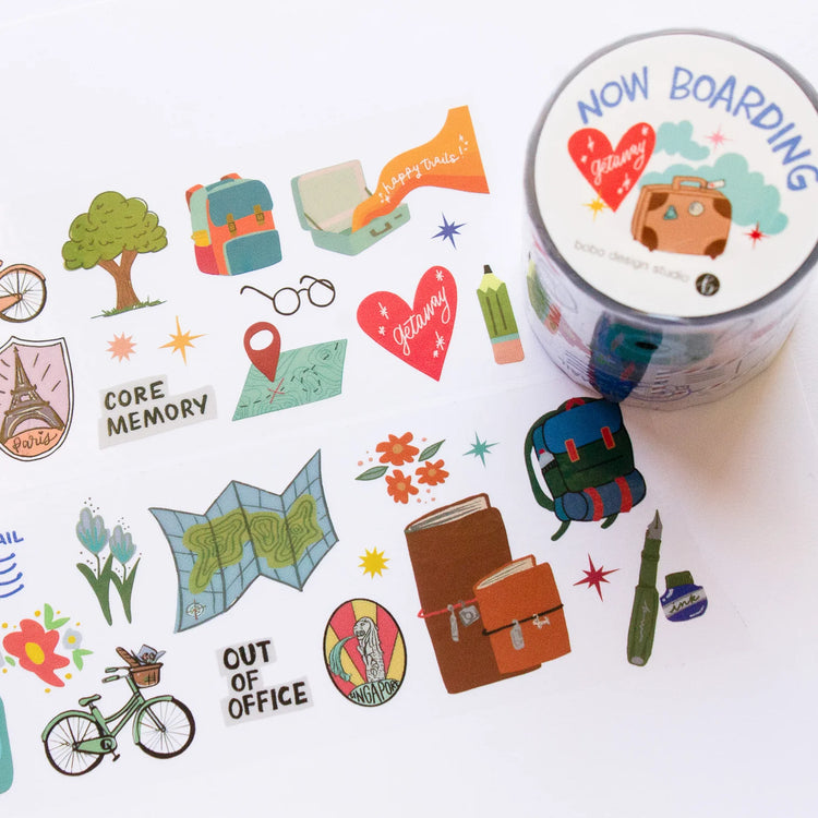 Now Boarding Travel Themed PET Tape - 50mm
