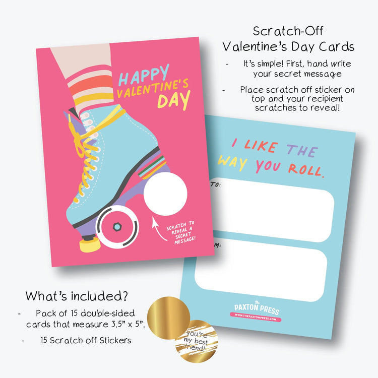 Roller Skating Retro Scratch-Off Valentines