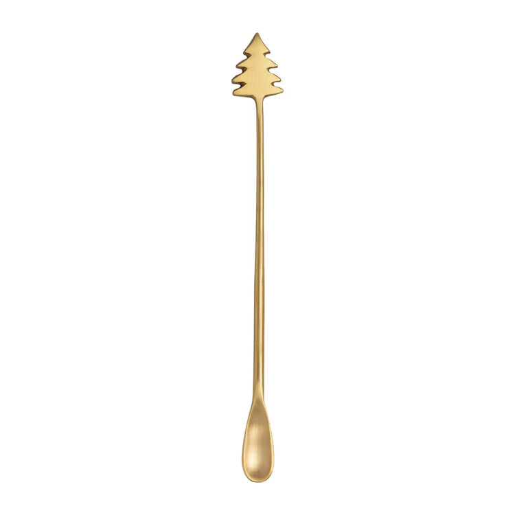 Christmas Tree Brass Cocktail Spoon