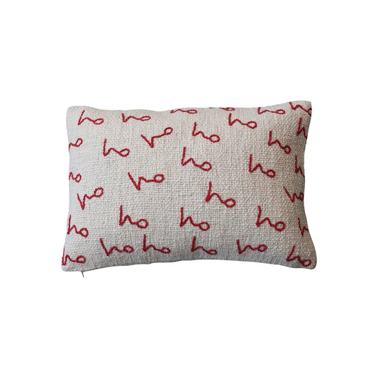 Woven Cotton & Embroidered Lumbar Pillow