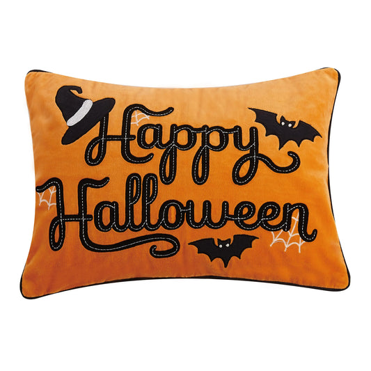 Happy Halloween Embroidered Pillow