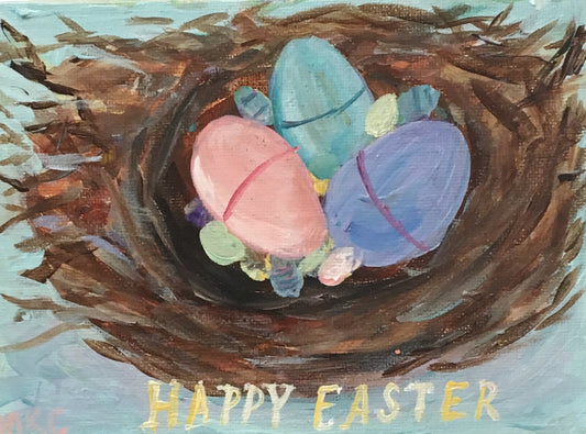 Pastel Easter Egg Nest Greeting Card