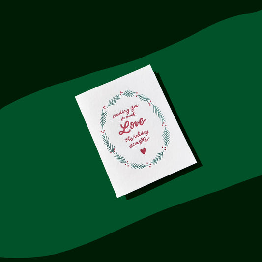 Sending Love Wreath & Berries Greeting Card