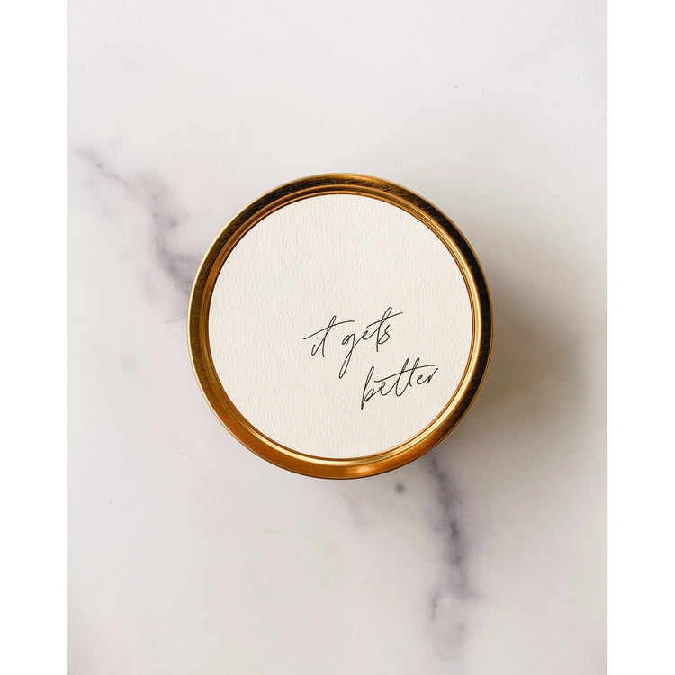 "It Gets Better" Travel Candle