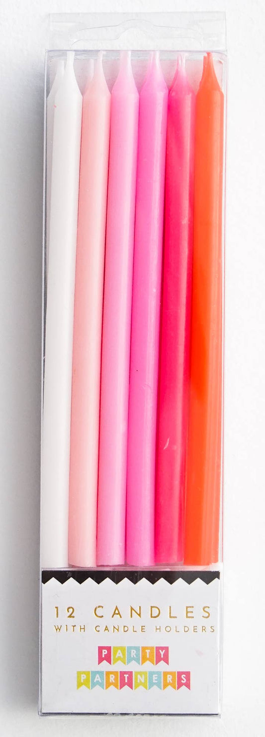 12 Pink Gradient Cake Candles