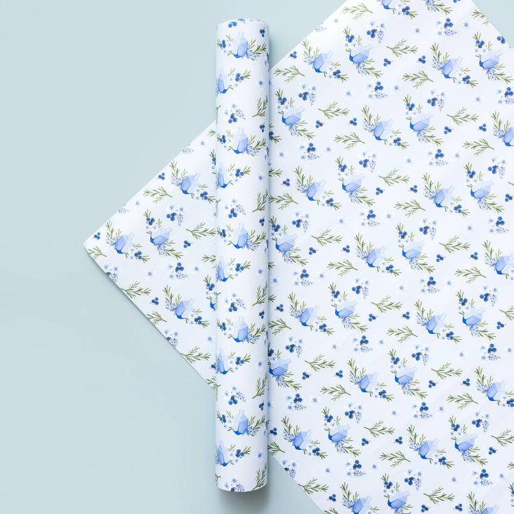 Floral Dreidel Gift Wrap Sheet