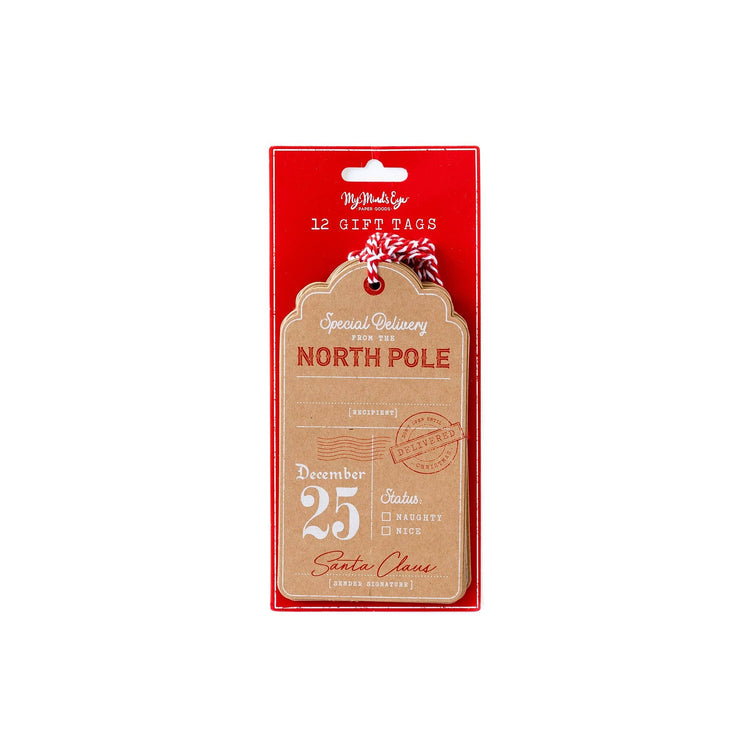 North Pole Kraft Over-sized Tags