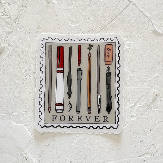 Pens and Pencils Forever Stamp Sticker