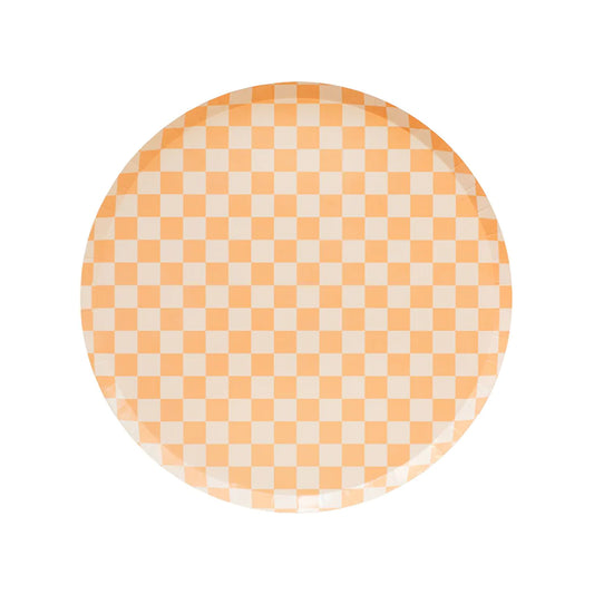 Peaches & Cream Checked Dessert Plate