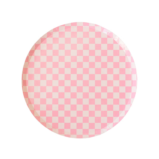 Tickle Me Pink Checked Dessert Plate