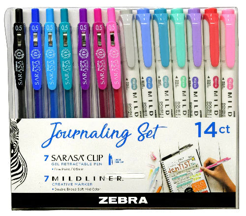 Zebra Journaling Set- Midliner & Sarasa Clip 14 Pack