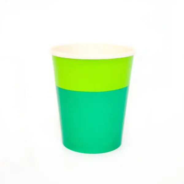 Green Color blocked paper cups