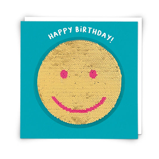Smiley Card with Reusable Reversible Sequin Patch