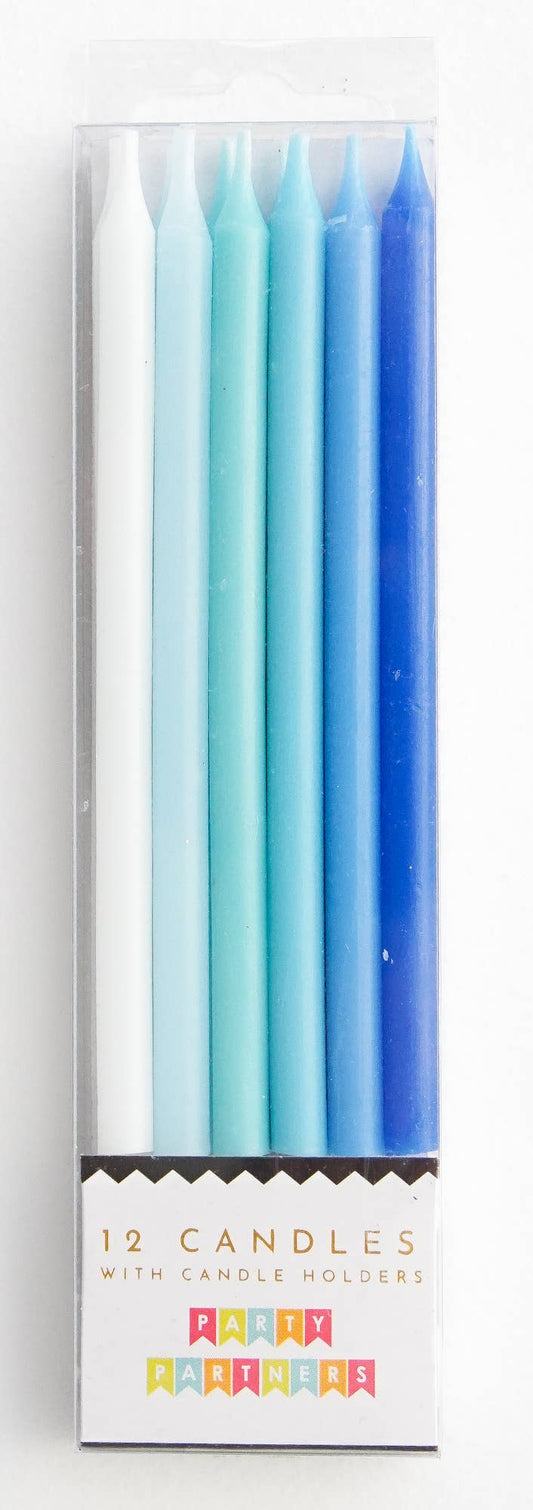 12 Blue Gradient Cake Candles