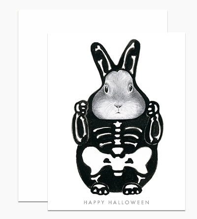 Bunny in a Skeleton Costume Card