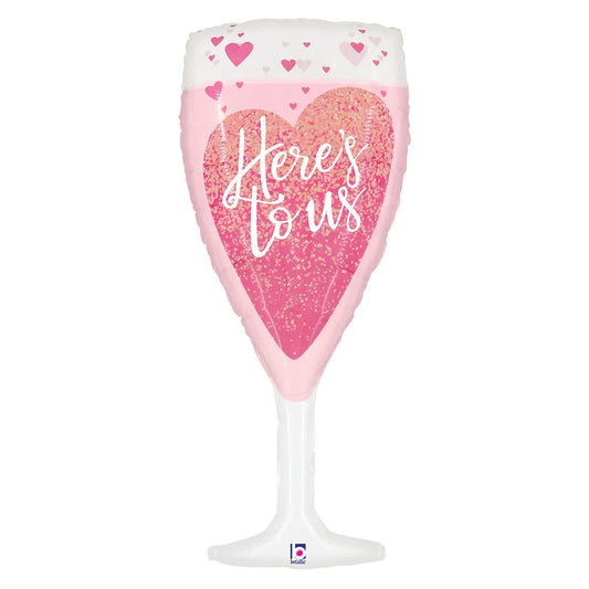Here's To Us Pink Champagne Foil Balloon