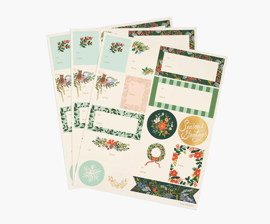 Winter Floral Gift Tag Stickers